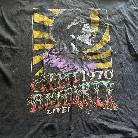 Black Jimi Hendrix 970 Live! Screen Print Short Sleeve Tee Shirt, Size 4X - Picture 4 of 4